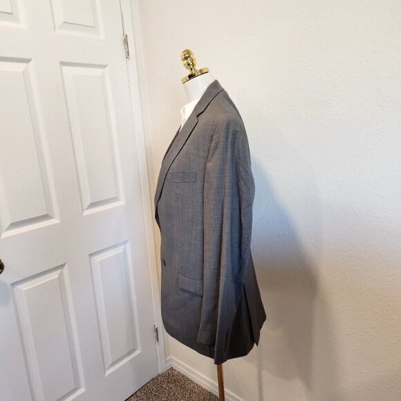 VTG Calvin Klein Mens Gray 100% Wool Blazer Sport Coat Suit Jacket Sz 42L Lined - Picture 2 of 16